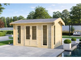 Aktionsgartenhaus Engvik 400x300cm nordische Fichte naturbelassen mit Fußboden, ohne Dachpappe