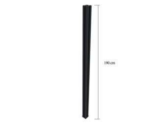 Aluminium Pfosten Schwarz 240 Mit Nuten versehen inkl. Pfostenkappe 8x8xL240cm