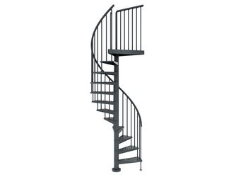 Außenspindeltreppe Gardenspin komplett Anthrazit m. 13 Stufen Metall Ø 125cm Geschossh. 287-329cm li- o rechtslfd