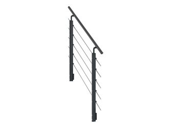 Außentreppe Gardentop Geländer-Startset 4 Stuf Aluhandl. Anthrazit 2x Alupfosten 1x Aluhandl. ,mitl. Edelst-Stäbe