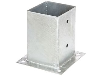 Aufschraubhülse für Vierkantholzpfosten, feuerverzinkt,101mm, Platte 150x150mm Aufschraubhülse für Vierkantholzpfosten, feuerverzinkt,101mm, Platte 150x150mm