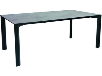 Ausziehtisch 160/210x100cm Penta Aluminium schwarz matt Tischplatte Silverstar Zement hell