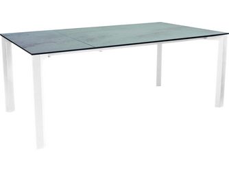 Ausziehtisch 160/210x100cm Penta Aluminium weiß Tischplatte Silverstar Zement hell
