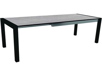 Ausziehtisch 174/254x90cm Aluminium schwarz matt Tischplatte Silverstar Stone light
