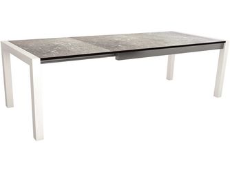 Ausziehtisch Aluminium weiß mit Tischplatte Silverstar Vintage stone Ausziehtisch Aluminium weiß mit Tischplatte Silverstar Vintage stone