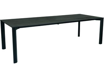 Ausziehtisch 200/250x100cm Penta Aluminium schwarz matt Tischplatte Silverstar Smoky