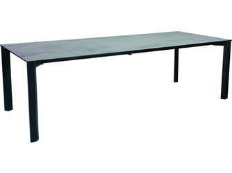 Ausziehtisch 200/250x100cm Penta Aluminium schwarz matt Tischplatte Silverstar Zement hell