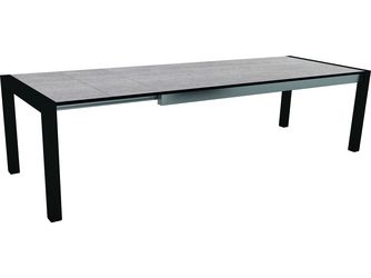 Ausziehtisch 214/294x100cm Aluminium schwarz matt Tischplatte Silverstar Stone light