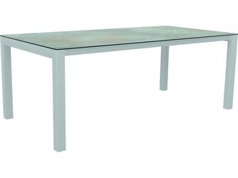 Ausziehtisch Classic 200/250x100cm Aluminium weiß Tischplatte Silverstar Quartz