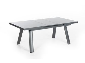 Ausziehtisch "Nimbus" 160/200x100cm, Alugest matt anthrazit, Fliesen-Stein-Tischpl Altholzgrau-Optik