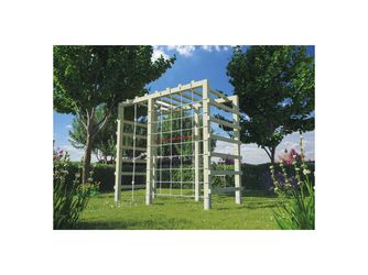BEN Spielanlage aus 9x9 Kreuzholz B 240xT 120xH 219cm kdi-grün mit Kletternetz und Reckstange
