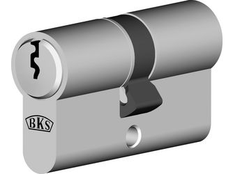 BKS Standardzylinder Farbe N vernickelt Baulänge 27/35mm, mit einseitiger Not- und Gefahrenfunktion, 3 Schlüssel