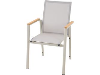 BOLOGNA Stapelsessel, matt seidengrau, Ranotex® taupe-grey + Teamarmlehne Bez. 100% Polypropylen