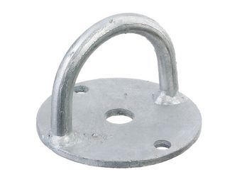 Befestigungsbügel, feuerverzinkt, zum Aufschrauben, Aufschraubplatte Ø100mm Befestigungsbügel, feuerverzinkt, zum Aufschrauben, Aufschraubplatte Ø100mm