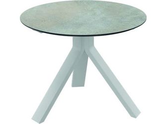 Beistelltisch Freddie Ø 55cm Aluminium weiß Tischplatte Silverstar 2.0 Quartz