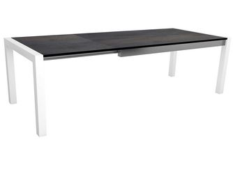 Beistelltisch Taro 100x80x35cm Aluminium greige Teak