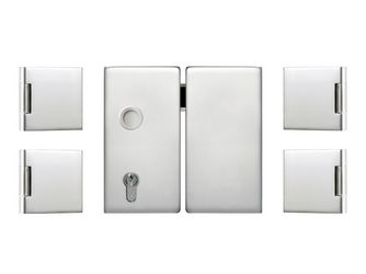 Glastürbeschlag-Set (Schlosskasten + Bänder) 2-flügelig "Square 2.1" Glastürbeschlag-Set (Schlosskasten + Bänder) 2-flügelig "Square 2.1"