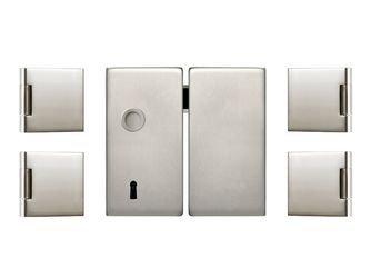 Glastürbeschlag-Set (Schlosskasten + Bänder) 2-flügelig "Square 2.1"