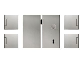 Glastürbeschlag-Set (Schlosskasten + Bänder) 2-flügelig "Square 2.1"