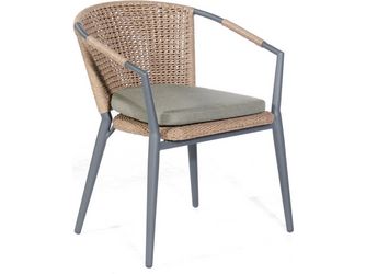 Bistro-Sessel Lexington PE-Kunststoffgefl Natural-Honey Alu Anthrazit 1 Sitzer