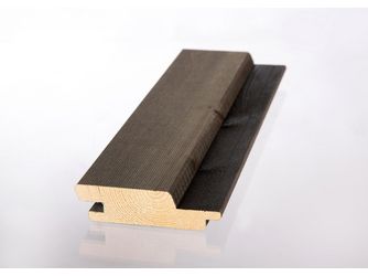 Blackline Fassadenprofil Nut & Feder nord. Fichte, mikrogeraute Oberfläche mit Vergrauungslasur Koralan® Nordic Granit behandelt, schwarze Feder - 26 x 96 mm