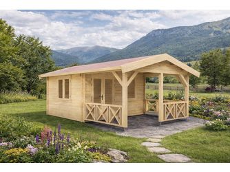 Blockhaus Dersau 44mm BB mit Fußboden 18mm Satteldach o. Dachpappe