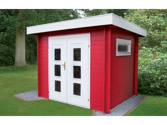 Blockhaus H28-2420F-DT-EF Skand. Fichte Flachdach, Stärke: 28mm, 240x200cm