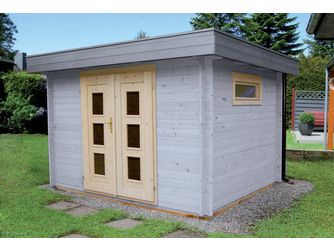 Blockhaus H28-3020F-DT-EF Skand. Fichte Flachdach, Stärke: 28mm, 300x200cm