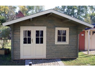 Blockhaus H45-3630-DT-EF Skand. Fichte Satteldach, Stärke: 45mm, 360x300cm