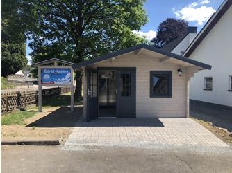 Blockhaus H45-3930-DT-EF Skand. Fichte Satteldach, Stärke: 45mm, 390x300cm