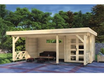 Blockhaus Preetz 44mm BB mit Fußboden 18mm Flachdach o. Dachpappe