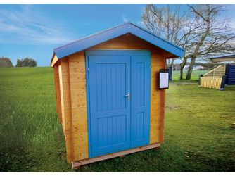 Blockhaus TS-H28-1924 Skand. Fichte Satteldach, Stärke: 28mm, 190x240cm