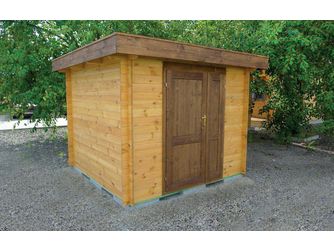 Blockhaus TS-H28-2119F Skand. Fichte Flachdach, Stärke: 28mm, 210x190cm