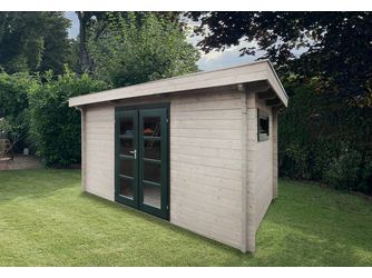 Blockhaus TS-H28-3024F-DT Skand. Fichte Flachdach, Stärke: 28mm, 300x240cm