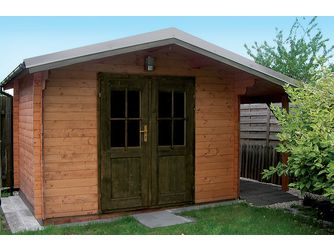 Blockhaus TS-H28-3030-DT Skand. Fichte Satteldach, Stärke: 28mm, 300x300cm