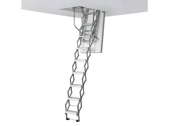 Bodentreppe clickFIX vario, Rohbaumaß 120x60cm, LeiterScherentreppe Aluminium, 10 Stufen LH 266-295cm