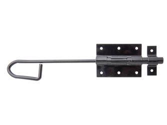 Bolzen-Stangenriegel, mit befestigter Schlaufe, schwarz, Bolzen Ø13,5, L300mm Bolzen-Stangenriegel, mit befestigter Schlaufe, schwarz, Bolzen Ø13,5, L300mm