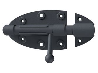 Bolzenriegel Ovado, verz., graphitgrau beschichtet, Platte 112x72mm Bolzenriegel Ovado, verz., graphitgrau beschichtet, Platte 112x72mm