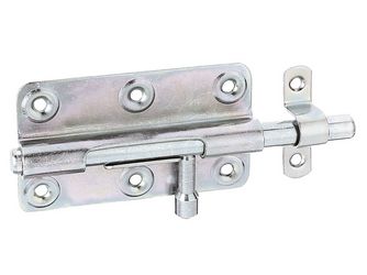 Bolzenriegel, mit befestigter Schlaufe, disp., Platte LxB100x59mm, Ges.-L145mm Bolzenriegel, mit befestigter Schlaufe, disp., Platte LxB100x59mm, Ges.-L145mm