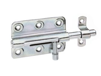 Bolzenriegel, mit befestigter Schlaufe, disp., Platte LxB 80x59mm, Ges.-L125mm Bolzenriegel, mit befestigter Schlaufe, disp., Platte LxB 80x59mm, Ges.-L125mm