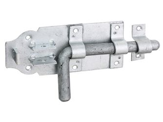 Bolzenriegel, mit befestigter Schlaufe, feuervz, Platte LxB160x70mm, Ges.-L210mm Bolzenriegel, mit befestigter Schlaufe, feuervz, Platte LxB160x70mm, Ges.-L210mm
