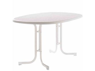 Boulevard-Klapptisch, 140x90x72cm, weiß Stahlrohr Gestell, Mecalit-Pro-Platte Boulevard-Klapptisch, 140x90x72cm, weiß Stahlrohr Gestell, Mecalit-Pro-Platte