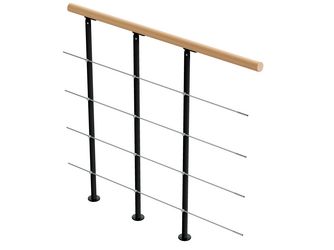 Brüstungsgeländer f. Mittelholmtreppe Boston, Ergänzungs-Set, 100cm Handlauf Buche Metallkomp anthrazit
