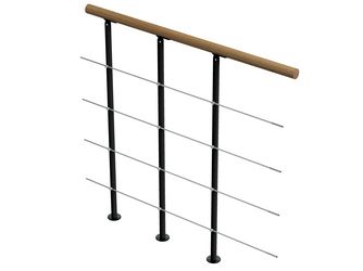 Brüstungsgeländer f. Mittelholmtreppe Boston, Ergänzungs-Set, 100cm Handlauf Eiche Metallkomp anthrazit