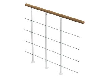 Brüstungsgeländer f. Mittelholmtreppe Boston, Ergänzungs-Set, 100cm Handlauf Eiche Metallkomp weiß