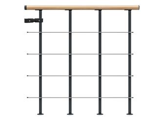 Brüstungsgeländer f. Mittelholmtreppe Boston, Starter-Se, 100cm Handlauf Buche Metallkomp anthrazit