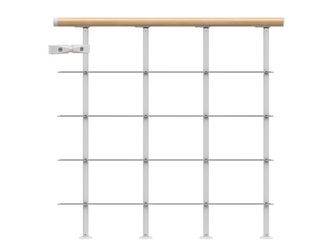 Brüstungsgeländer f. Mittelholmtreppe Boston, Starter-Se, 100cm Handlauf Buche Metallkomp weiß