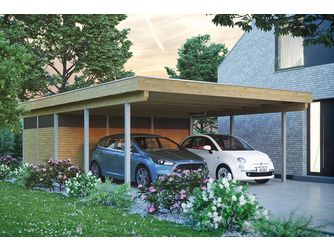 Carport Freiburg 605 MT Select Holzblende,Flachdach Stahl-Trapezplatten Antikondens Carport Freiburg 605 MT Select Holzblende,Flachdach Stahl-Trapezplatten Antikondens