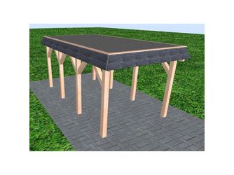 Carport Gettorf KF Natur Walmblende, Flachdach mit EPDM Folie Carport Gettorf KF Natur Walmblende, Flachdach mit EPDM Folie