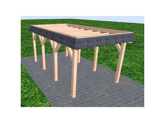 Carport Gettorf KO Natur Walmblende, Flachdach ohne Bedachung Carport Gettorf KO Natur Walmblende, Flachdach ohne Bedachung